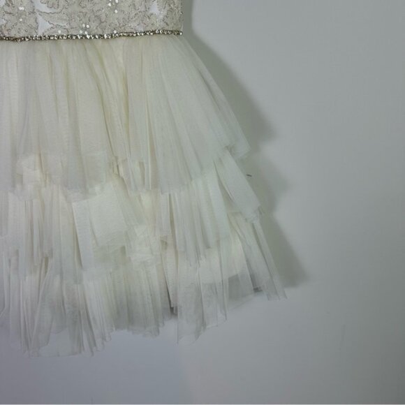 American Princess Floral Stitch Tiered Tulle Rhinestone Girls Dress Size 6 - Picture 4 of 12